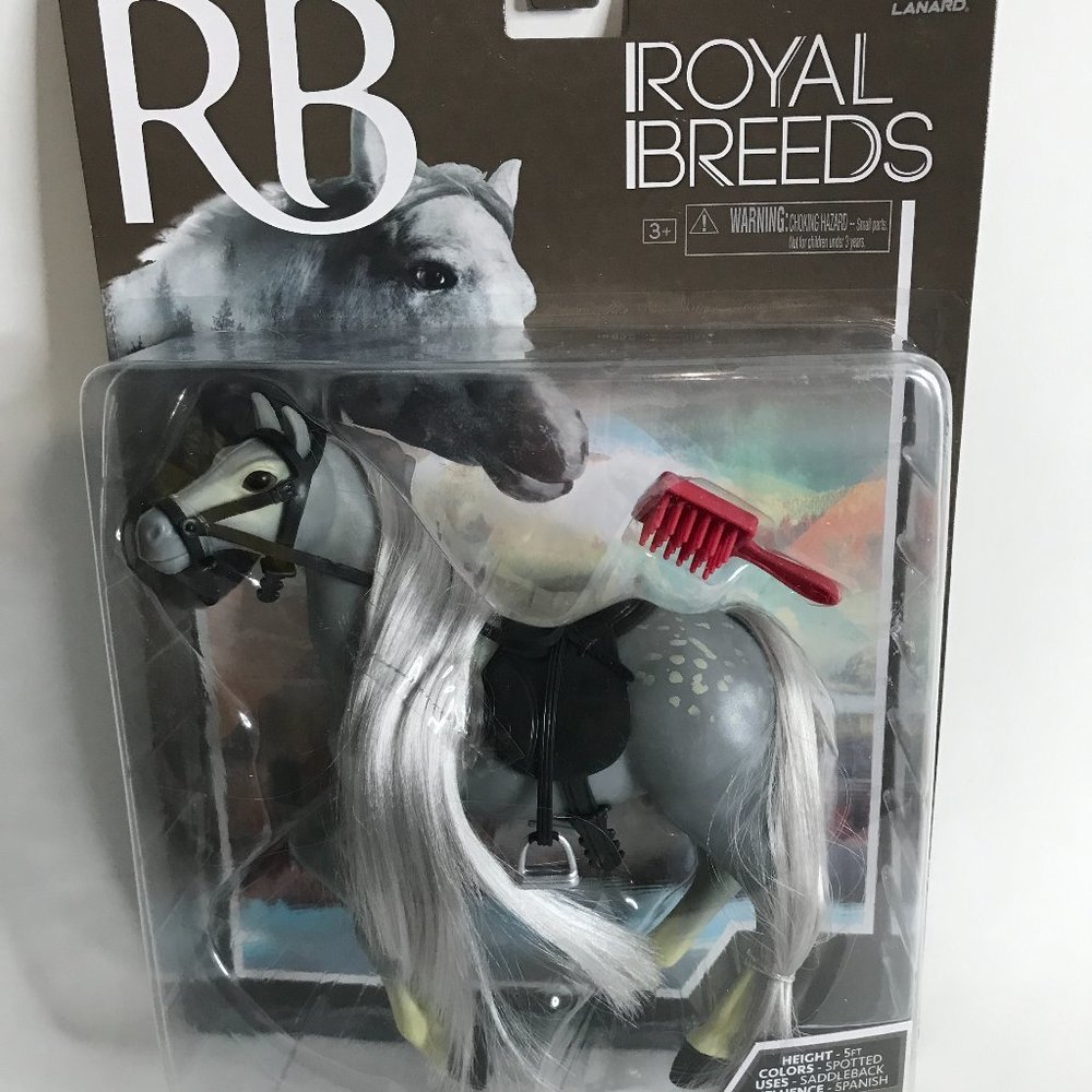 Lanard Royal Breeds Dapple Grey Mare  8” Horse Figure Toy